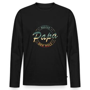 Bester Papa - Männer Premium Bio Langarmshirt - Schwarz - Vorne - Nico (187cm)