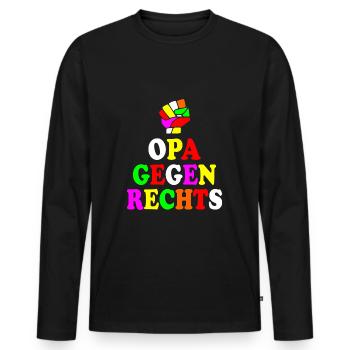 Opa gegen rechts - Männer Premium Bio Langarmshirt - Schwarz - Vorne - Nico (187cm)