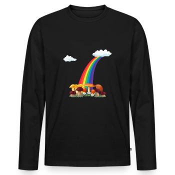 cueillette de champignons d’automne cueilleur de champignons arc-en-ciel - T-shirt manches longues Premium bio Homme - noir - Devant - Nico (187cm)
