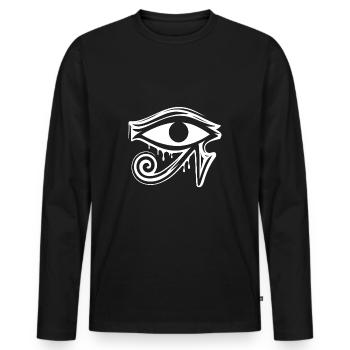 Symbole de l’œil d’Horus en Égypte - T-shirt manches longues Premium bio Homme - noir - Devant - Nico (187cm)