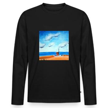 Boot am Meer - Männer Premium Bio Langarmshirt - Schwarz - Vorne - Nico (187cm)