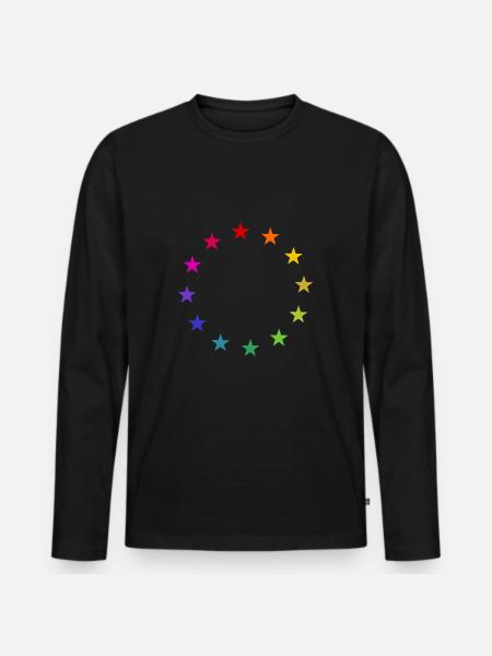 Europa Sterne bunt - Männer Premium Bio Langarmshirt - Schwarz