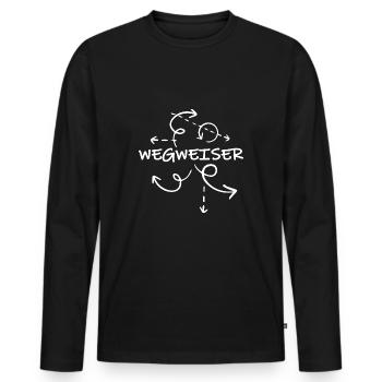 bergwanderung trekking trail wegweiser bergführer - Männer Premium Bio Langarmshirt - Schwarz - Vorne - Nico (187cm)