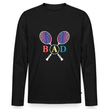 raquette de badminton crossminton - T-shirt manches longues Premium bio Homme - noir - Devant - Nico (187cm)