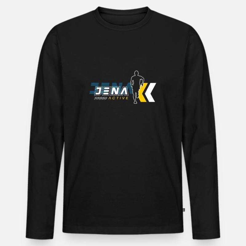 Jena Active Lauf - Männer Premium Bio Langarmshirt - Schwarz