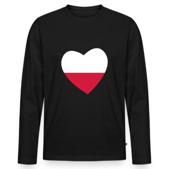 Coeur Pologne - T-shirt manches longues Premium bio Homme - noir - Devant - Nico (187cm)