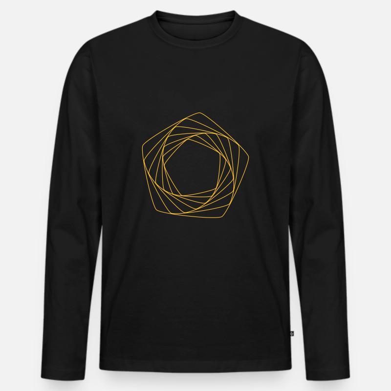 goldenes Muster Fünfeck - Männer Premium Bio Langarmshirt - Schwarz