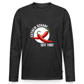 1982 Birthday Anniversary Extremely Hot Party - Men's Premium Organic Long Sleeve Shirt - heather anthracite - Front - Nico (187cm)