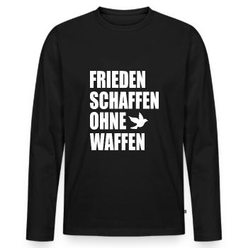 Frieden schaffen ohne waffen - Männer Premium Bio Langarmshirt - Schwarz - Vorne - Nico (187cm)