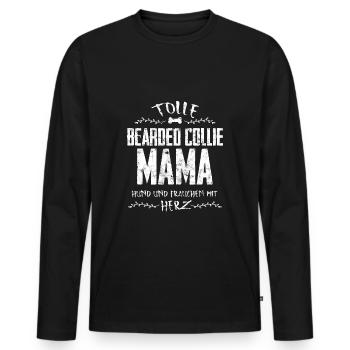 Bearded Collie Dog Love Mom Heart Mistress - Men's Premium Organic Long Sleeve Shirt - black - Front - Nico (187cm)