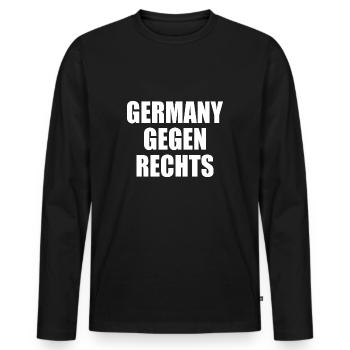Germany gegen rechts - Männer Premium Bio Langarmshirt - Schwarz - Vorne - Nico (187cm)