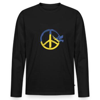 PEACE UKRAINE - Peace logo - Dove of peace - Men's Premium Organic Long Sleeve Shirt - black - Front - Nico (187cm)