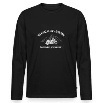 MOTORRAD Ich kenne da eine Abkürzung lustig - Männer Premium Bio Langarmshirt - Schwarz - Vorne - Nico (187cm)
