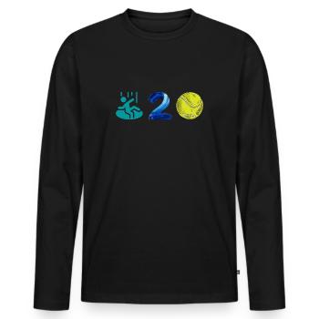 Kugelloch - Rebus - Männer Premium Bio Langarmshirt - Schwarz - Vorne - Nico (187cm)