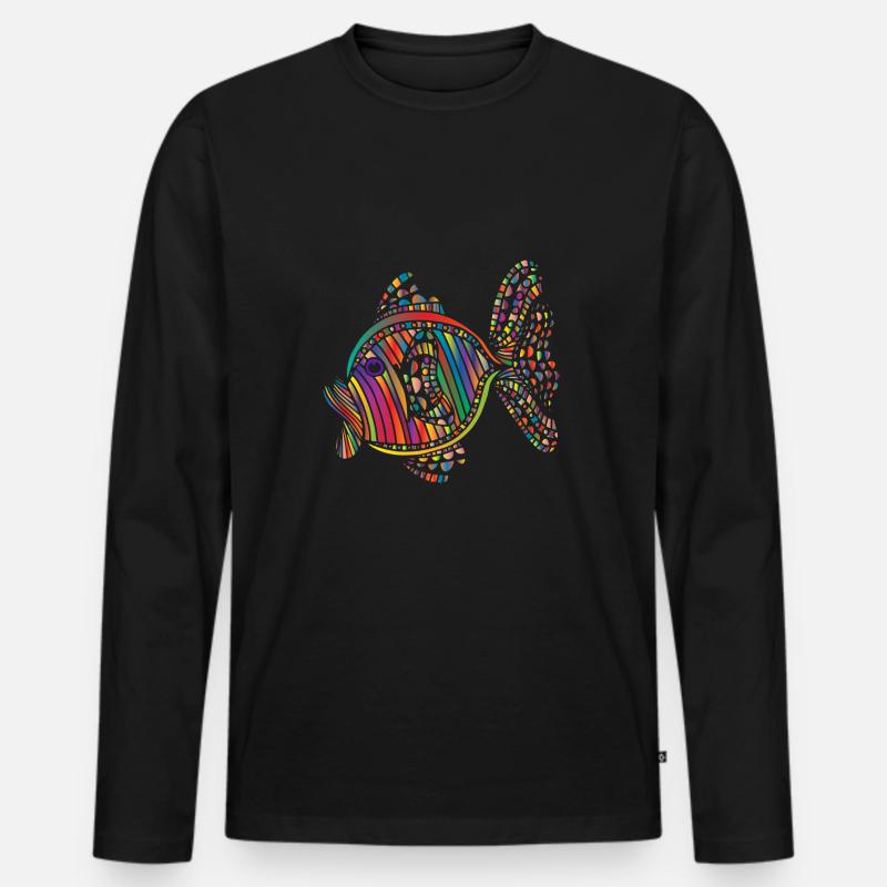 Fisch abstrakt - Männer Premium Bio Langarmshirt - Schwarz