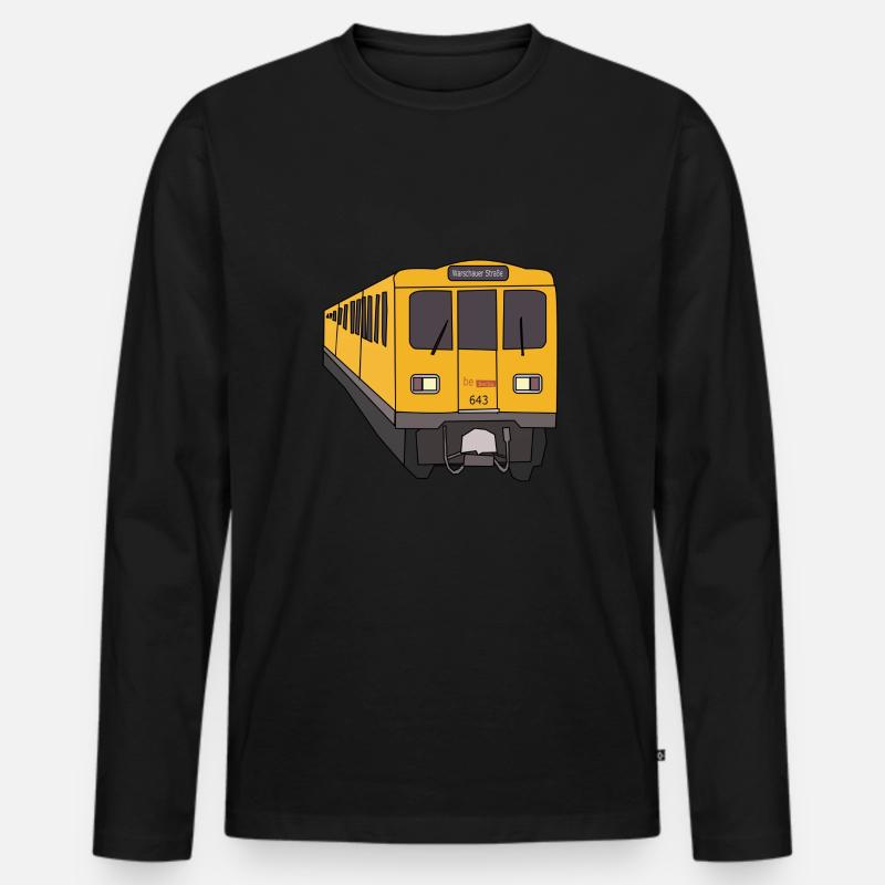 Gelber Zug - Männer Premium Bio Langarmshirt - Schwarz