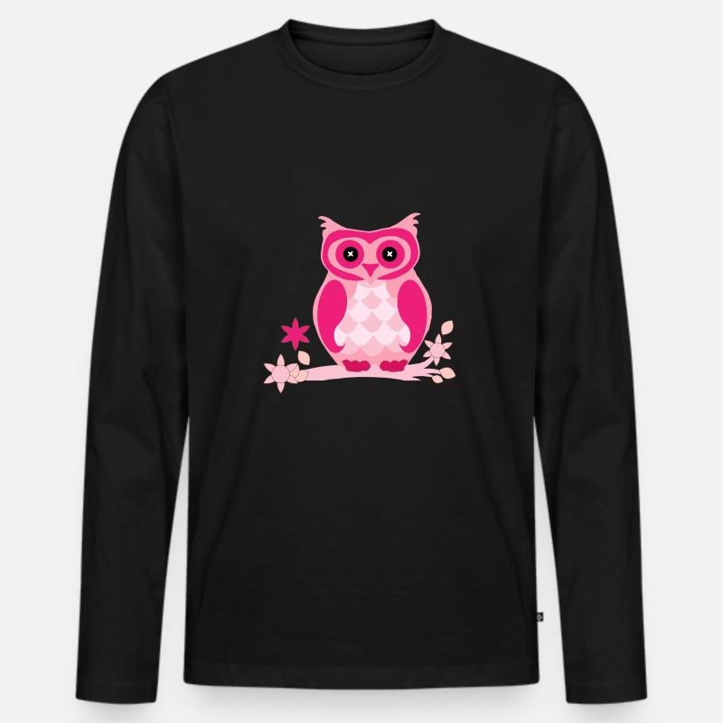 Eule Comic - Männer Premium Bio Langarmshirt - Schwarz