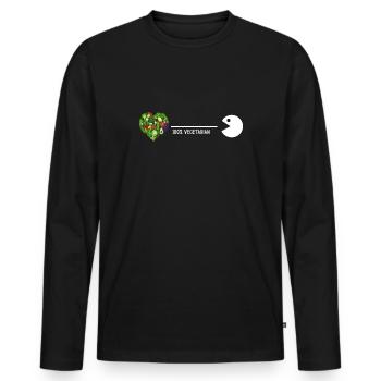 vegetarier bio vegetarisch vitamine healthy-food - Männer Premium Bio Langarmshirt - Schwarz - Vorne - Nico (187cm)