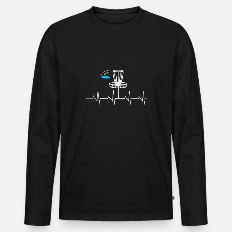 Disc-Golf-Herzschlag-Shirt - Männer Premium Bio Langarmshirt - Schwarz
