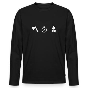 bushcraft axt wild feuerstahl survival waldmensch - Männer Premium Bio Langarmshirt - Schwarz - Vorne - Nico (187cm)