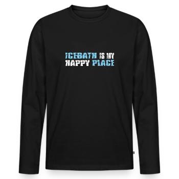 Bain de glace nageurs d’hiver « Bain de glace endroit heureux » - T-shirt manches longues Premium bio Homme - noir - Devant - Nico (187cm)