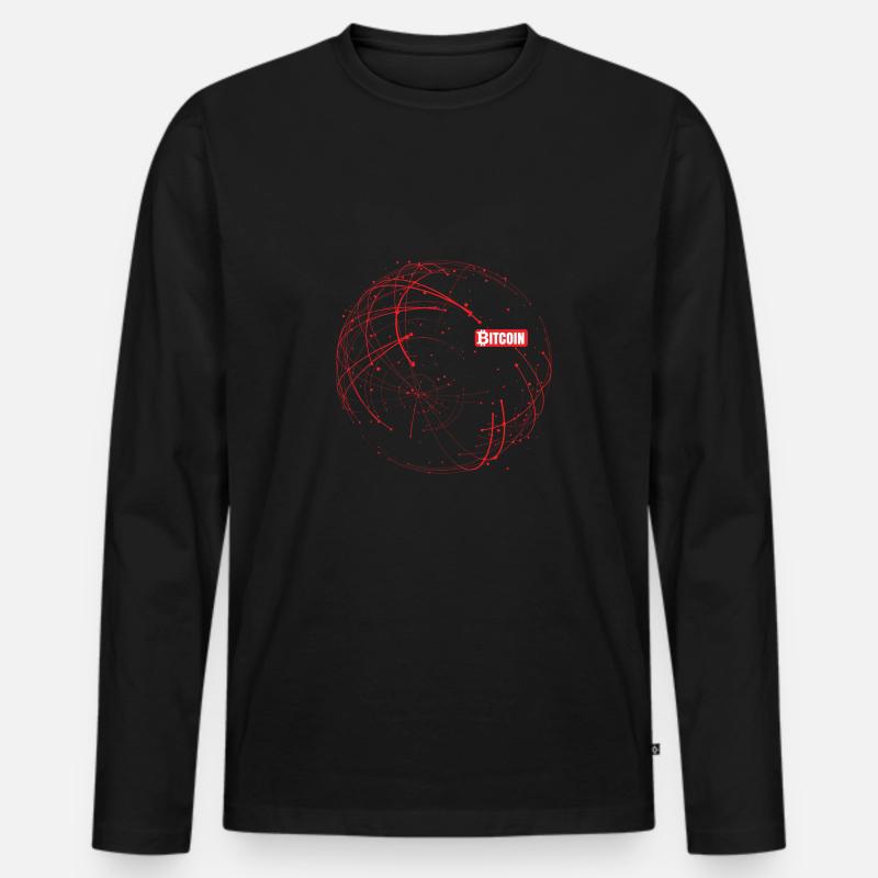 Bitcoin Blockchain Rot - Männer Premium Bio Langarmshirt - Schwarz