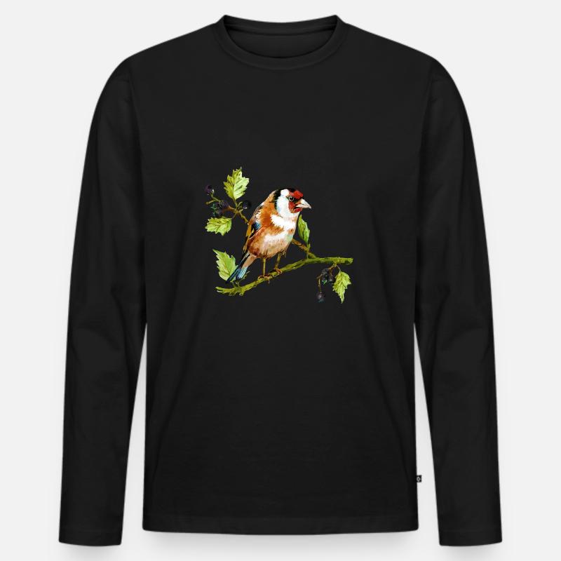 Vogel - Männer Premium Bio Langarmshirt - Schwarz