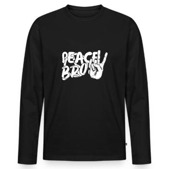 Peace Bro - Men's Premium Organic Long Sleeve Shirt - black - Front - Nico (187cm)