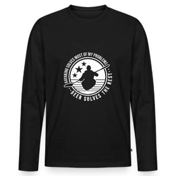 Kayaking Solves Most Of My Problems Beer Solves Th - Männer Premium Bio Langarmshirt - Schwarz - Vorne - Nico (187cm)