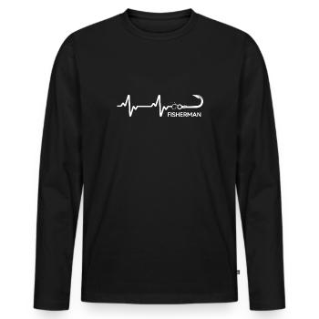 Angler angelt Angelschein Angelsaison - Männer Premium Bio Langarmshirt - Schwarz - Vorne - Nico (187cm)