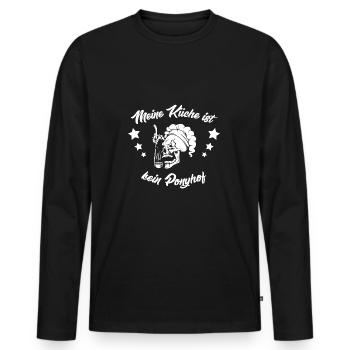 Ich bin Küchenchef und meine Küche ist kei Ponyhof - Männer Premium Bio Langarmshirt - Schwarz - Vorne - Nico (187cm)