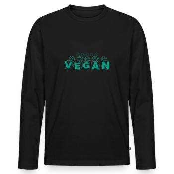 "V-E-G-A-N" Buchstabenwürfel hellgrün - Männer Premium Bio Langarmshirt - Schwarz - Vorne - Nico (187cm)