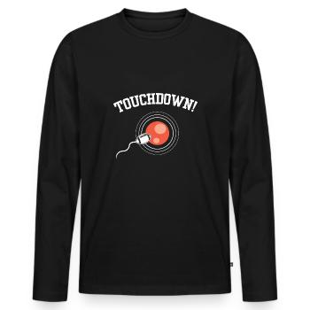 Touchdown Funny Football Expectant Father Gift - Men's Premium Organic Long Sleeve Shirt - black - Front - Nico (187cm)