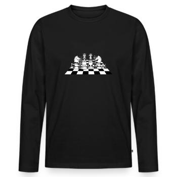 Jeu d’échecs Jeu d’échecs Geek - T-shirt manches longues Premium bio Homme - noir - Devant - Nico (187cm)