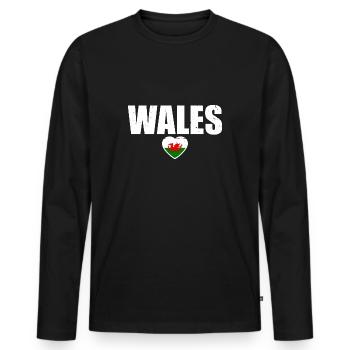 Wales Walisische Flagge Waliser - Männer Premium Bio Langarmshirt - Schwarz - Vorne - Nico (187cm)