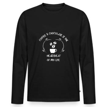 Café, expresso, café et chocolat - T-shirt manches longues Premium bio Homme - noir - Devant - Nico (187cm)
