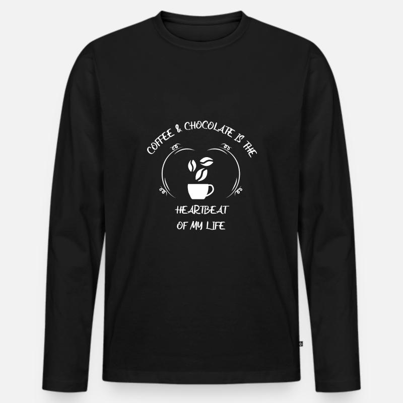 Kaffee Espresso Käffchen & Schokolade - Männer Premium Bio Langarmshirt - Schwarz