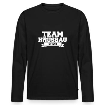 Team Hausbau 2023 - Bauherr Bauherrin Baustelle - Männer Premium Bio Langarmshirt - Schwarz - Vorne - Nico (187cm)