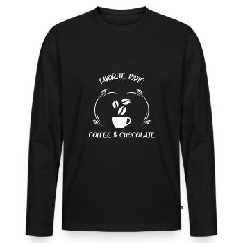 Café, expresso, café et chocolat - T-shirt manches longues Premium bio Homme - noir - Devant - Nico (187cm)