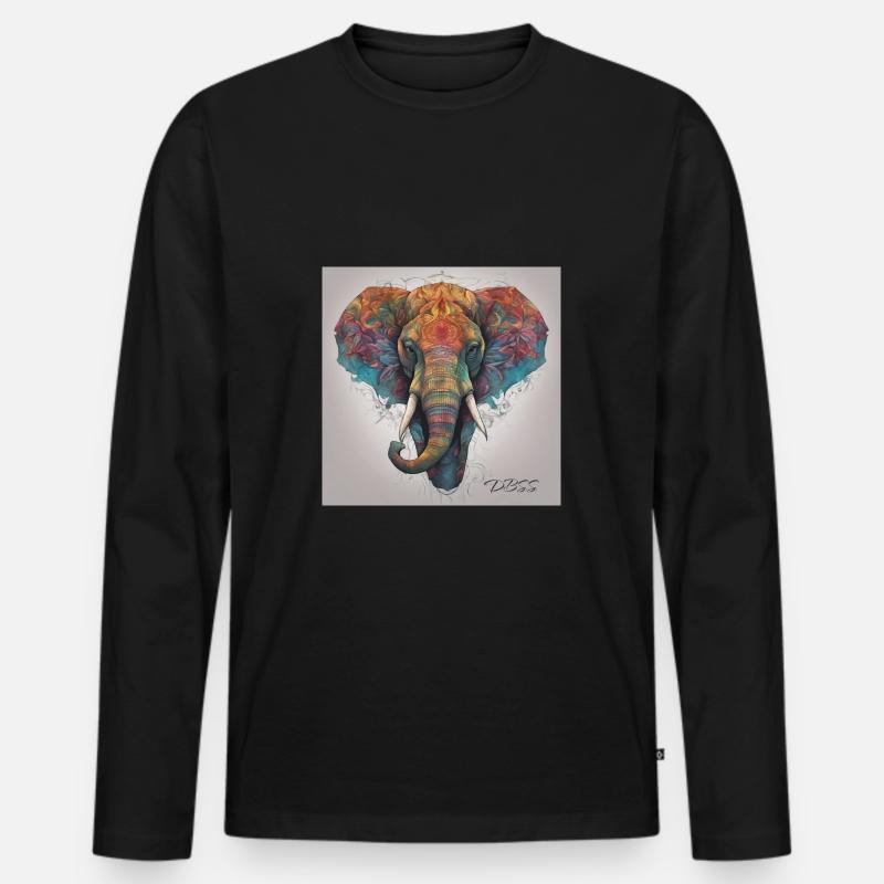 Großer Elefant - Männer Premium Bio Langarmshirt - Schwarz