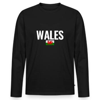 Wales Walisische Flagge Waliser - Männer Premium Bio Langarmshirt - Schwarz - Vorne - Nico (187cm)