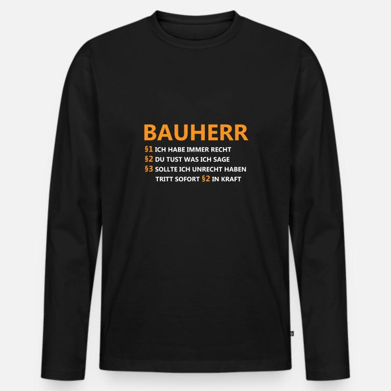 Bauherr - Männer Premium Bio Langarmshirt - Schwarz