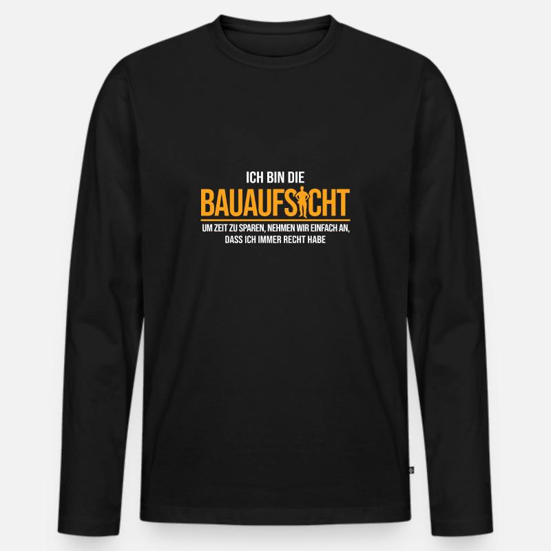 Bauherr Hausbau Baustelle - Männer Premium Bio Langarmshirt - Schwarz