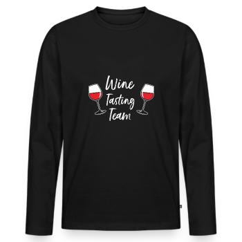 Wine Tasting Team Winery Alcohol Lover Gift - Men's Premium Organic Long Sleeve Shirt - black - Front - Nico (187cm)