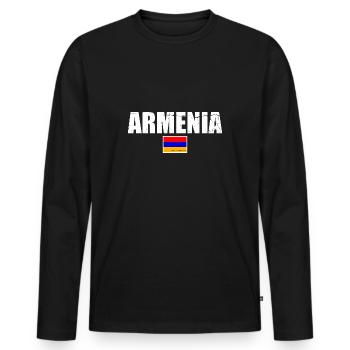 Armenia Armenia Armenian Flag Proud Armenian - Men's Premium Organic Long Sleeve Shirt - black - Front - Nico (187cm)