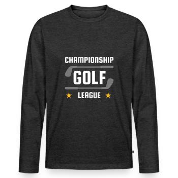 Championship golf league (Golfschläger, Sterne) - Männer Premium Bio Langarmshirt - Anthrazit meliert - Vorne - Nico (187cm)