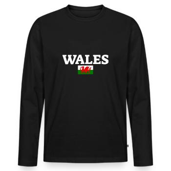 Wales Walisische Flagge Waliser - Männer Premium Bio Langarmshirt - Schwarz - Vorne - Nico (187cm)