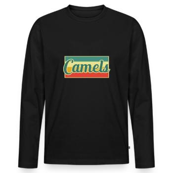 Kamel - Männer Premium Bio Langarmshirt - Schwarz - Vorne - Nico (187cm)