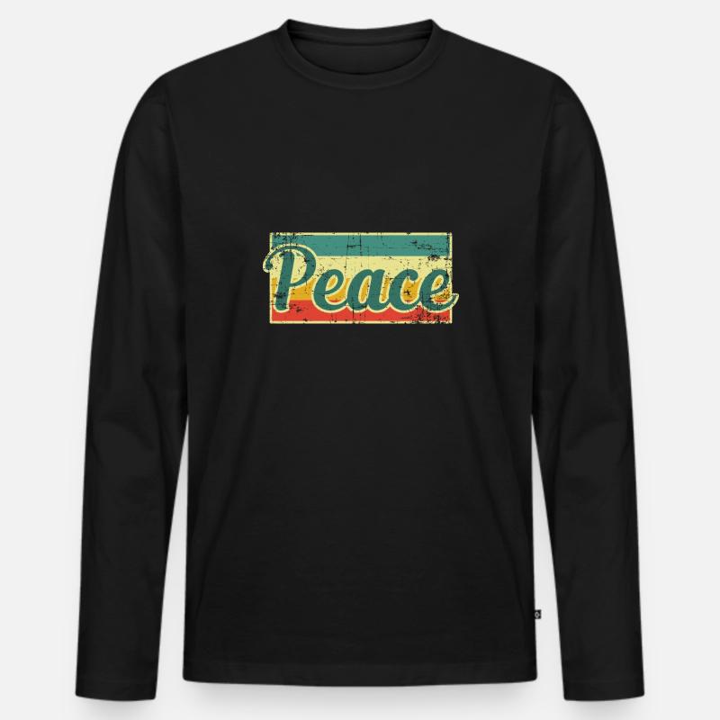 Peace Frieden - Männer Premium Bio Langarmshirt - Schwarz