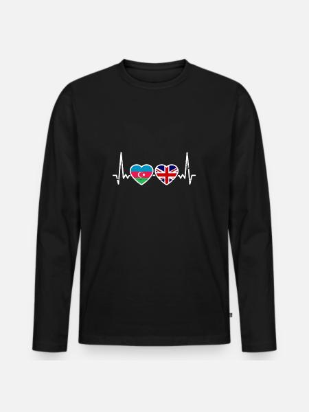 Azerbaijan Great Britain Flag - Men's Premium Organic Long Sleeve Shirt - black